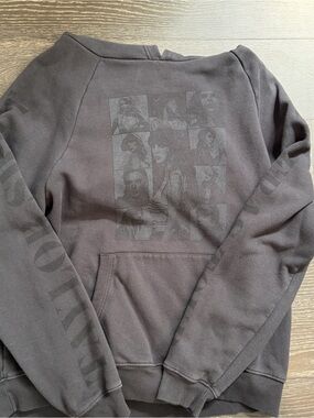Taylor Swift Hoodie in Charcoal Gray with Tone-on-Tone Labeling